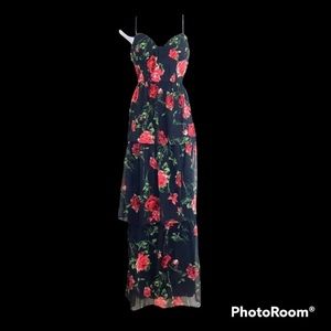 Crystal Doll Black & Red Roses Layered Women’s Dress | Size 7